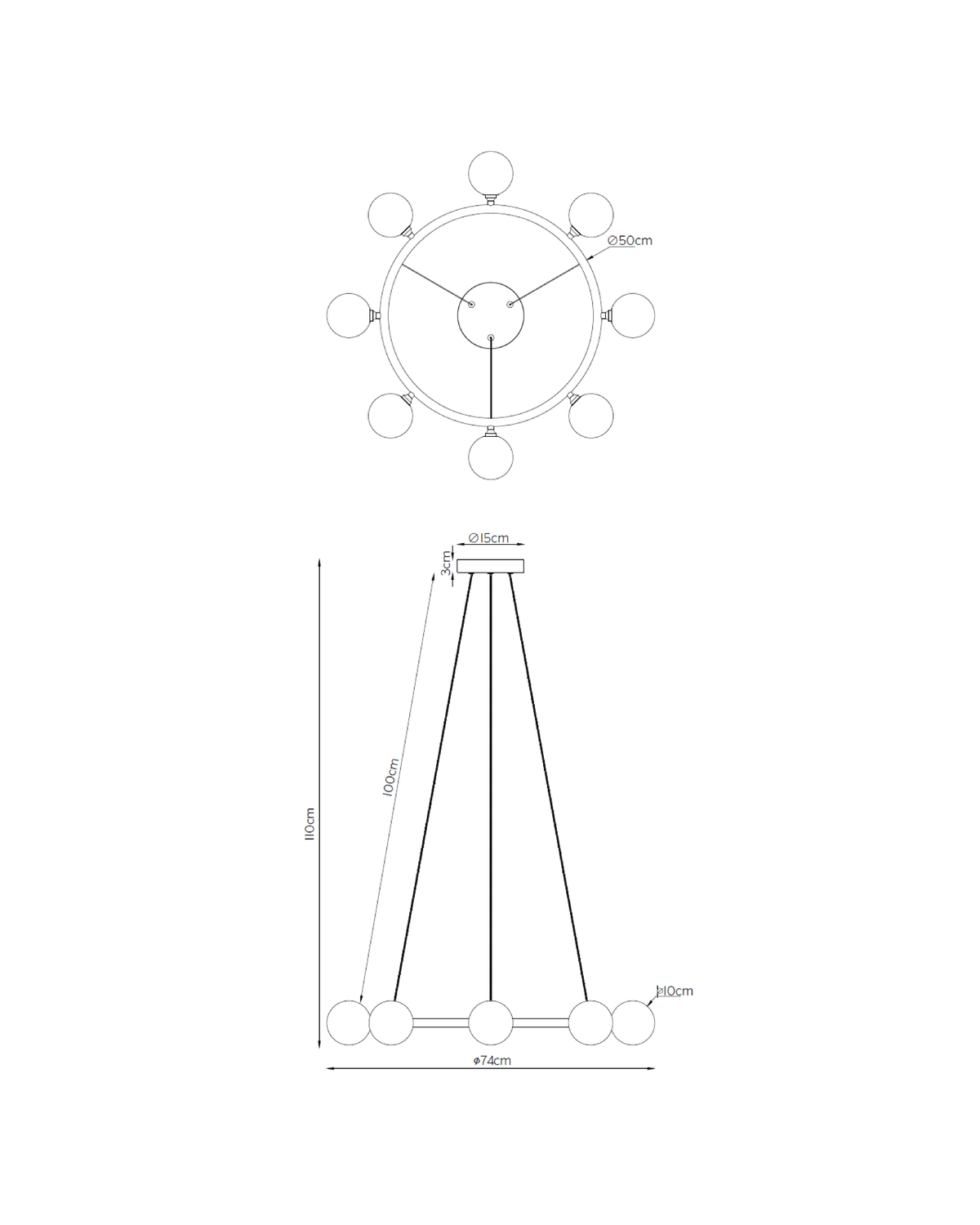 Mako 8 Light Glass LED Round Pendant